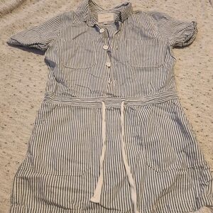 Lucky Brand Women's Blue Stripped Drawsting Dress